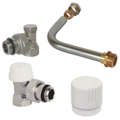 Kit complet de raccordement arrière pour radiateur à visser avec robinet thermostatisable - Somatherm